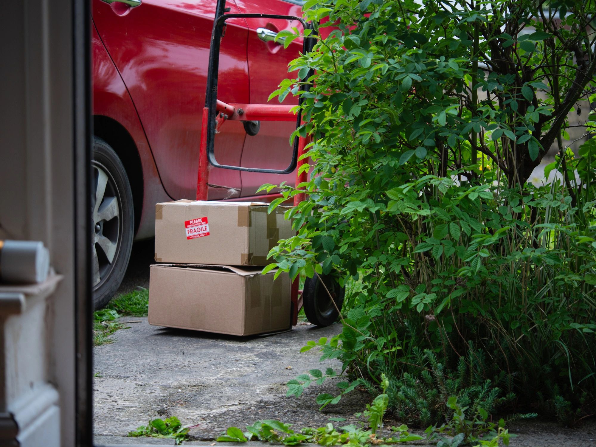Delivered packages at a customer's front door